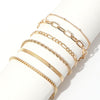 sundrerfect 6 Pièces Femme Bracelet- Ensemble de Bracelets en Acier Inoxydable - Bijoux de Femme Or Waterproof - Ensemble de Bracelets Or Cuban Paper Clip Femme
