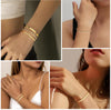 Finrezio 3-5 Bracelets Or pour Femme Acier Inoxydable Plaqué Or 14 Carats Bracelets Empilables Figaro Chaîne Perles à Maillons Réglables Ensemble Bracelets étanches Bijoux Or pour Femme